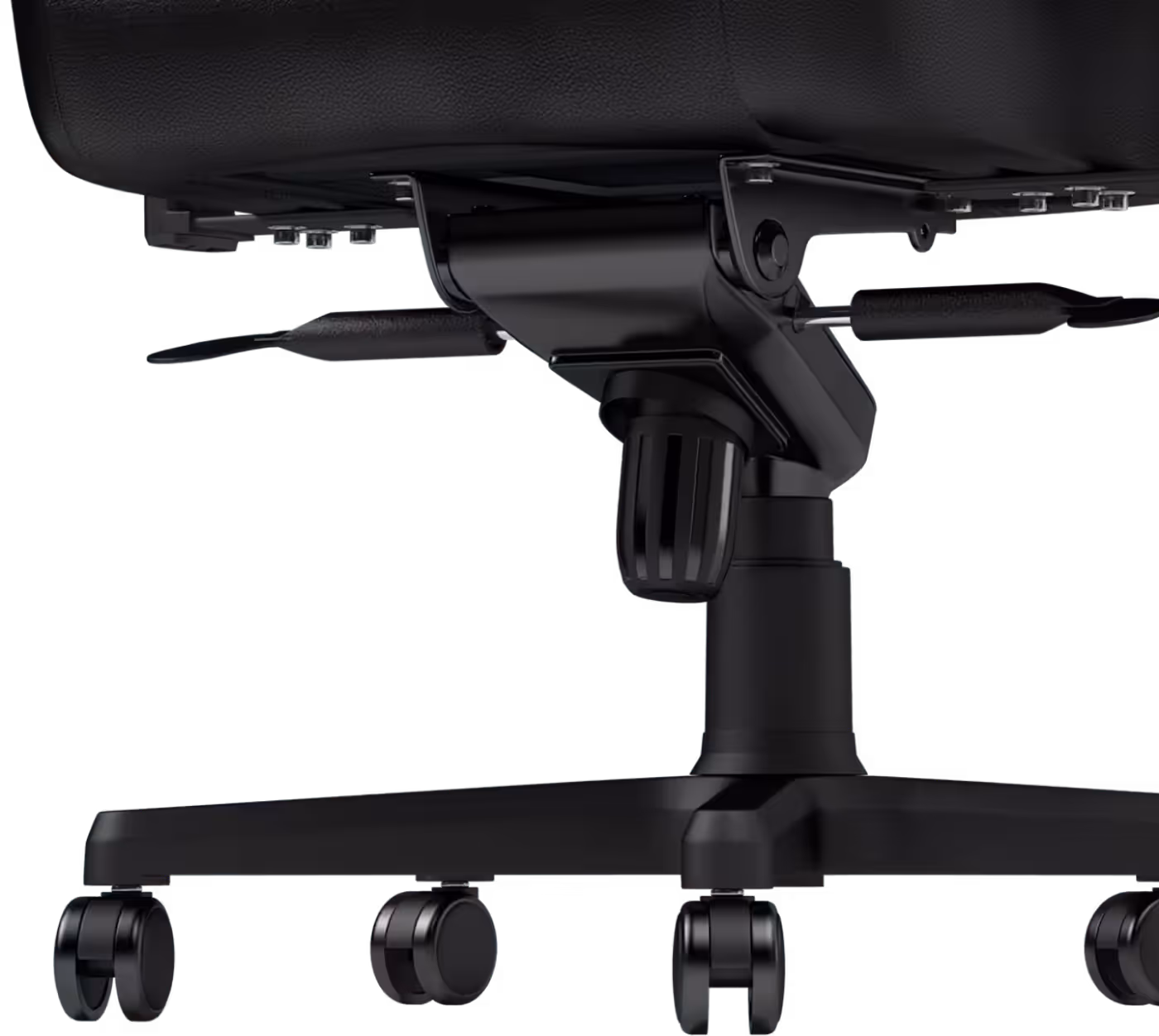 The robust, powder-coated solid aluminum base of the noblechairs gaming chair