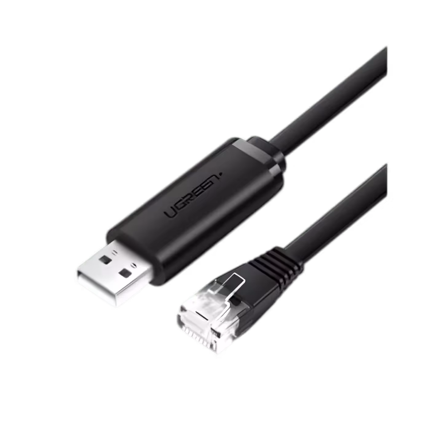 UGREEN USB to RJ45 Console Cable plugged into networking hardware
