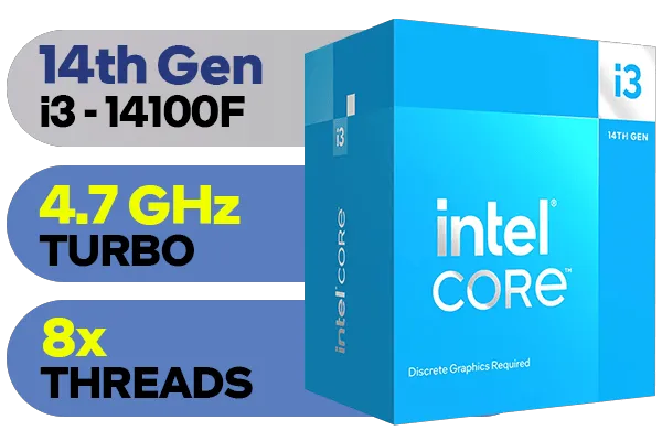 Intel 14th Gen Core i3 14100F 4.7GHz RTX 3060 12GB DDR5 Budget