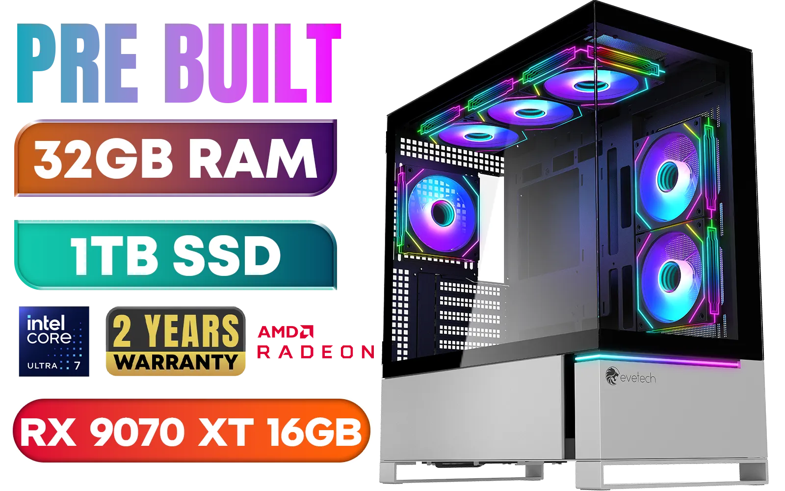 [Pre Built] Intel Core Ultra 7 265KF RX 9070 XT Gaming PC