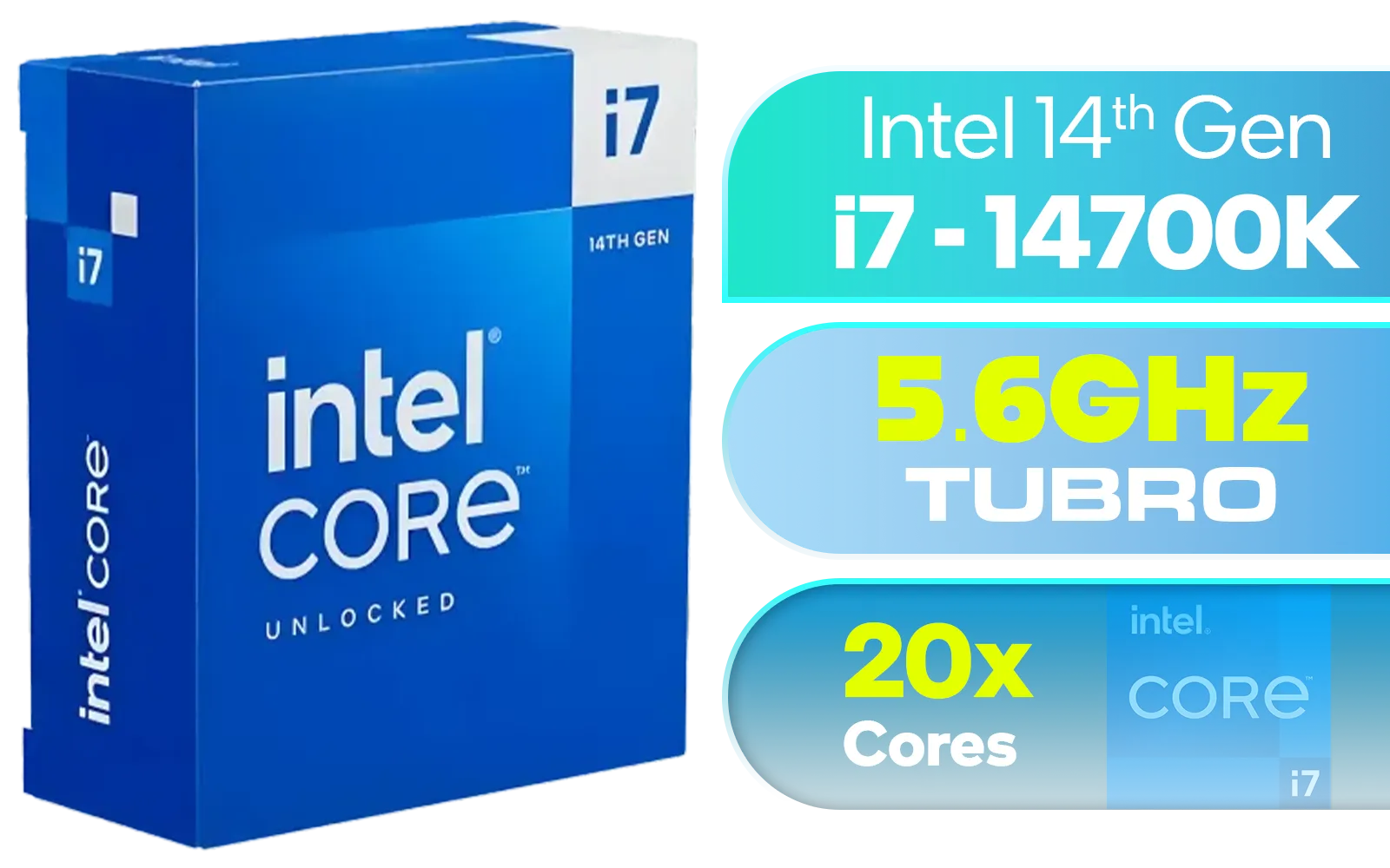 Intel Core i7-14700K 14th Gen Desktop CPU — 20 Cores, 5.6GHz | Evetech