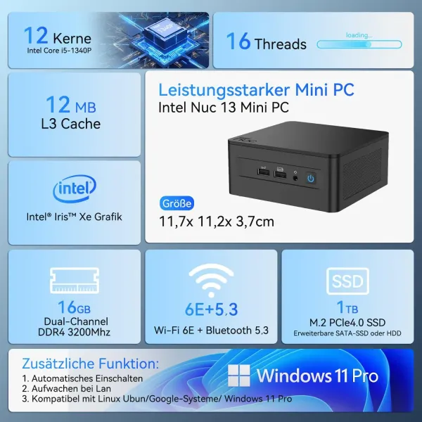 Buy Intel NUC 13 Pro 13th Gen Core i5 Mini PC Kit - 8GB RAM, 512GB