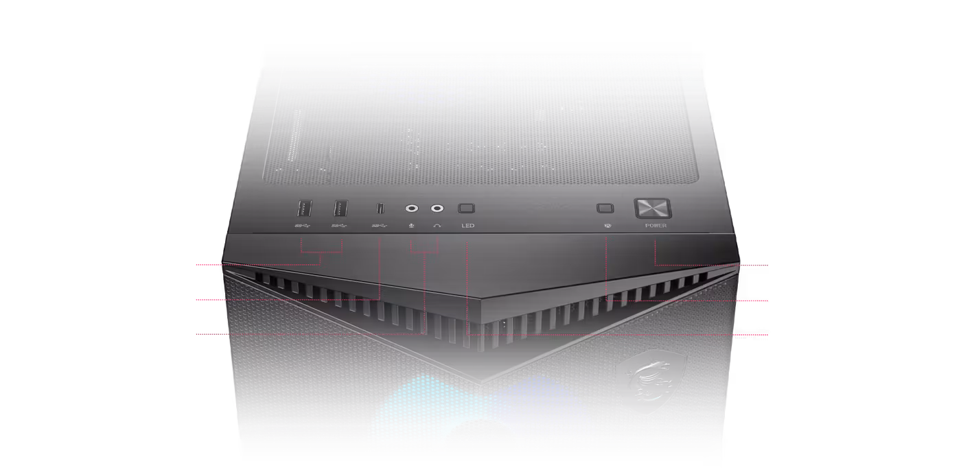 MPG GUNGNIR 300R AIRFLOW connectable front I/O panel layout
