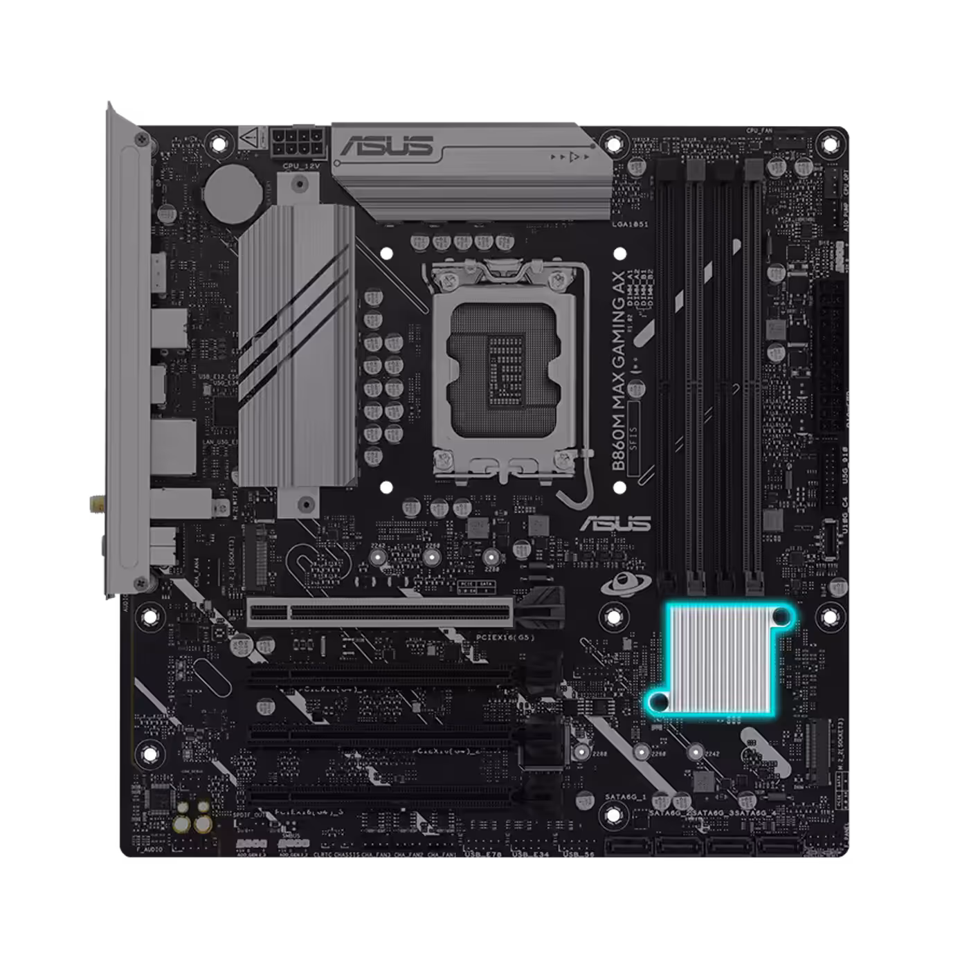The durable aluminum passive chipset heatsink mounted on the motherboard