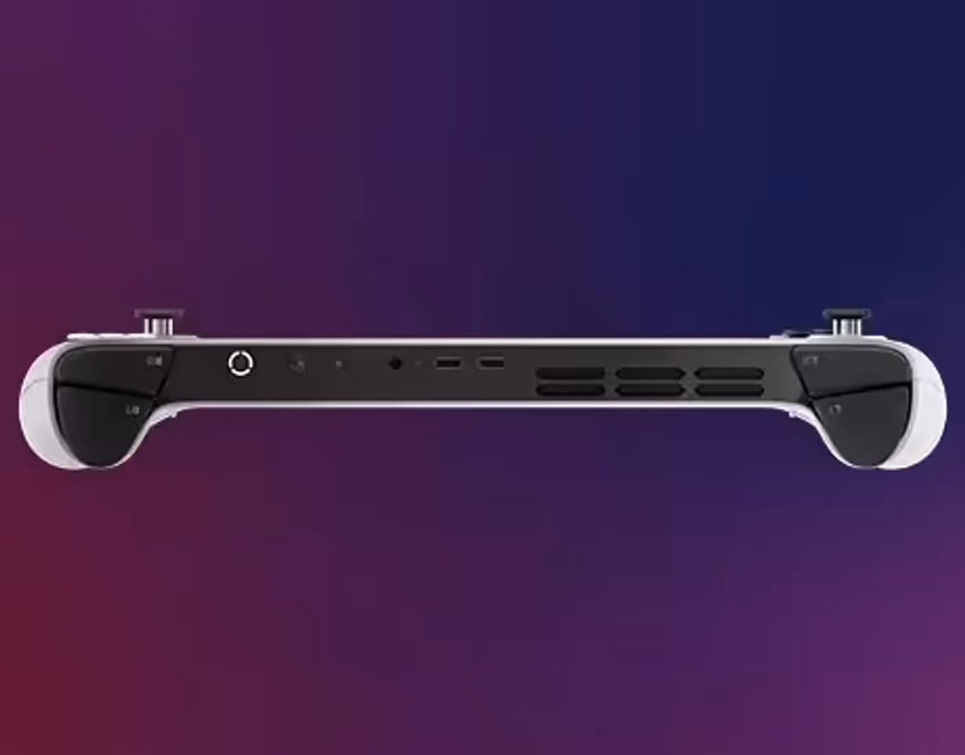 Top view of Lenovo Legion Go S Gen 1 (8") gaming handheld showing ports, buttons, and vent design.