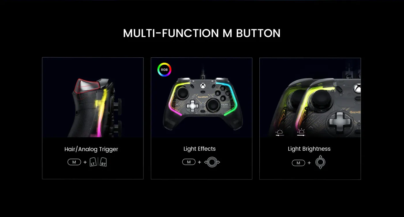 Two rear buttons on the underside of the GameSir Kaleid