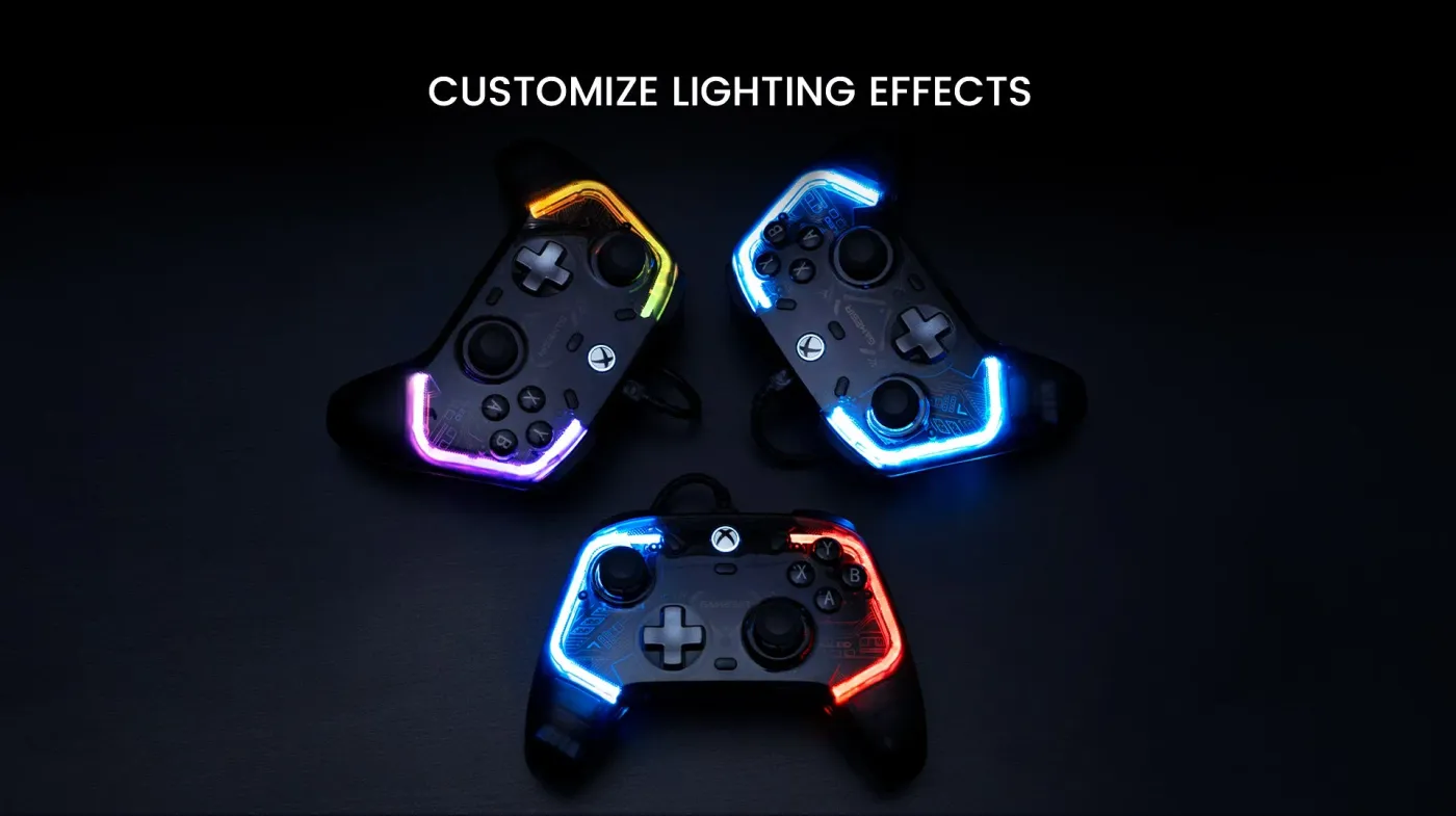 Customisable RGB light effects glowing on the GameSir Kaleid