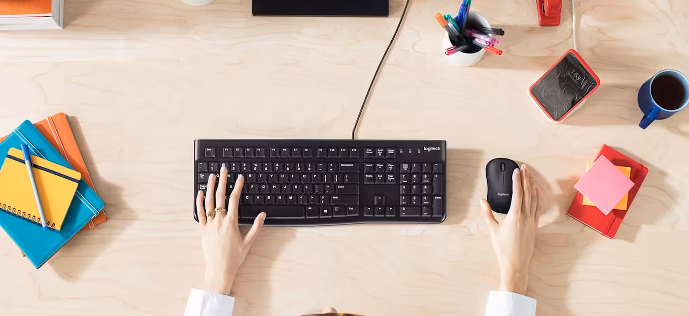 Full-size keyboard with number pad and comfortable, easy-to-read keys