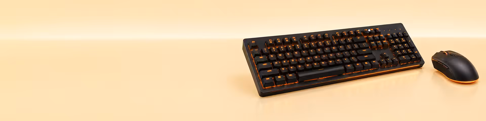 Matched keyboard and mouse combo set on a desk