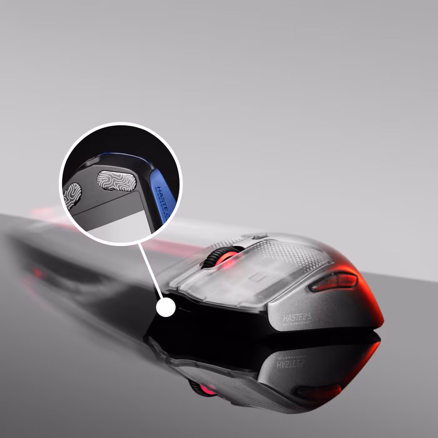 HyperX Pulsefire Haste 2 S featuring low-friction tempered glass skates