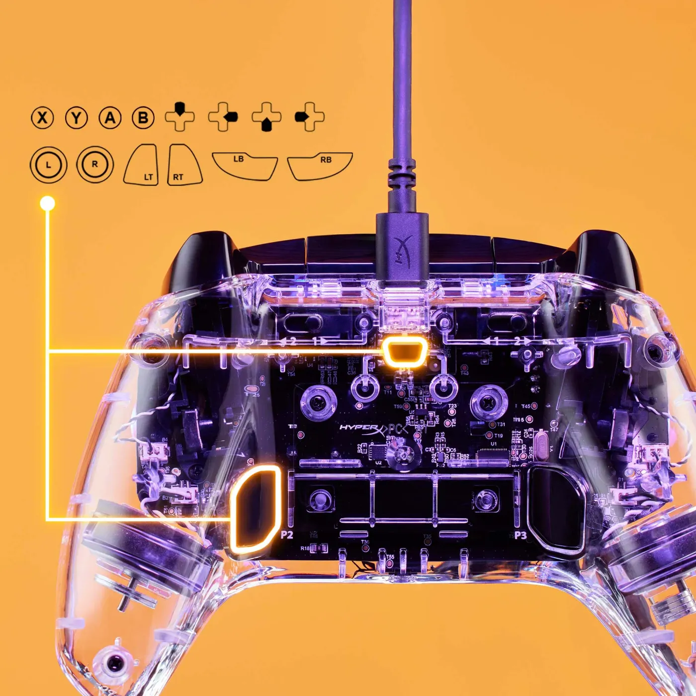 HyperX Clutch Gladiate RGB controller programmable rear buttons mapped for competitive advantage