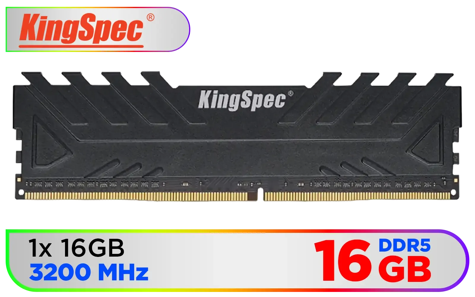 KingSpec 16GB (16x1) 3200mhz DDR4 Desktop Memory - Black / Premium 3D NAND Flash Memory / 1.2V Power-Saving Technology / Hollow Structure Metal Heatsink / KS3200D4M13516G
