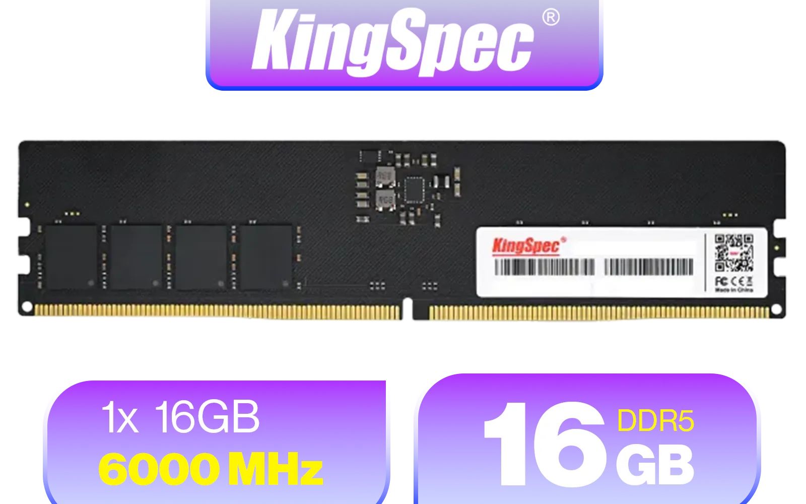 KingSpec KS6000D5P12516G 16GB 6000MHz DDR5 Desktop Memory | Evetech