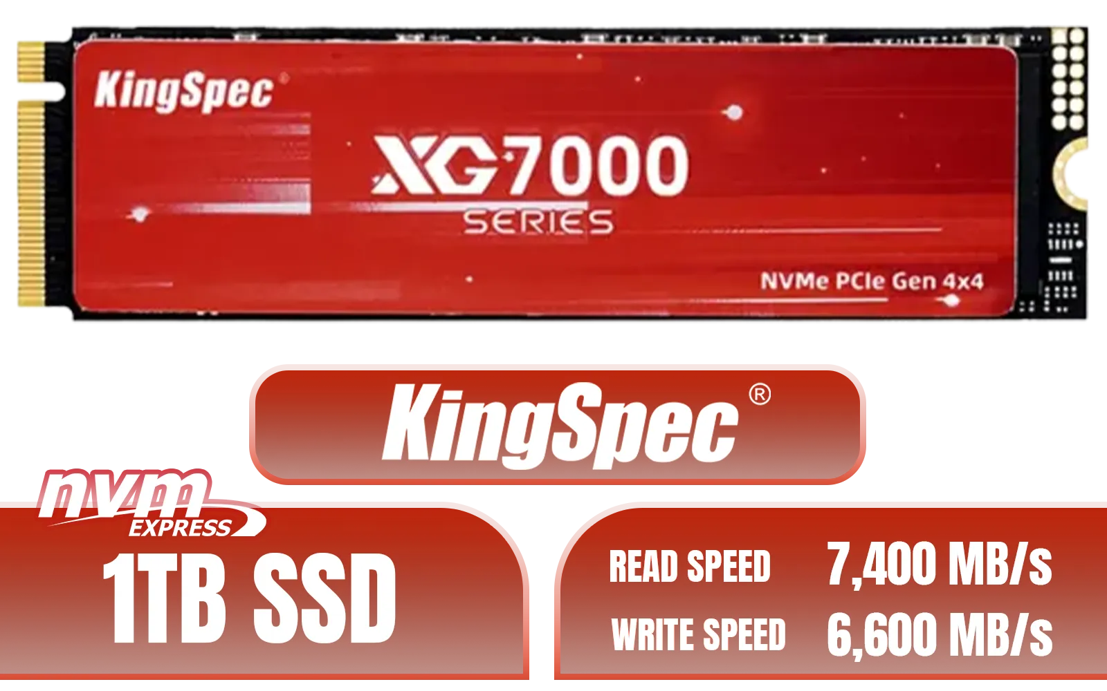 KingSpec XG7000 1TB NVMe PCIe Gen4 M.2 SSD - High-Speed Storage