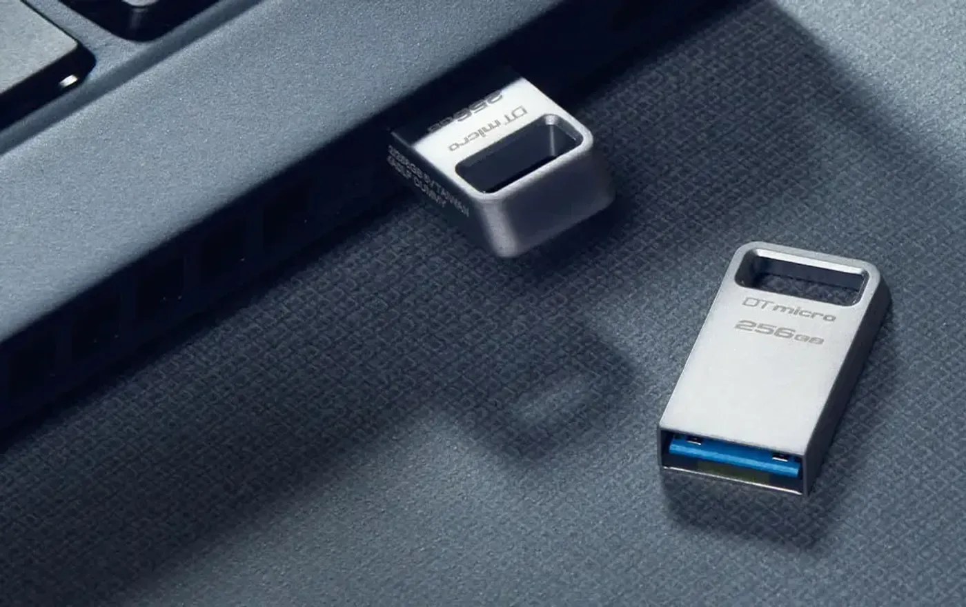 Kingston DataTraveler Micro 128GB flash drive showing its slim metal casing