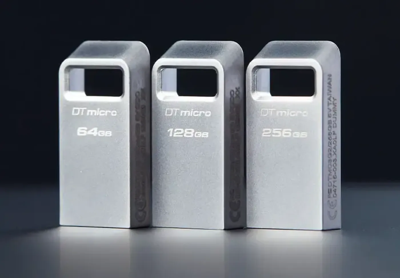 Kingston DataTraveler Micro shown to illustrate the range up to 256GB