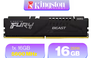 Kingston Fury Beast 16GB 5600MHz DDR5 CL40 Memory Kingston Fury Beast 16GB 5600MHz DDR5 CL40 Memory - Image 1