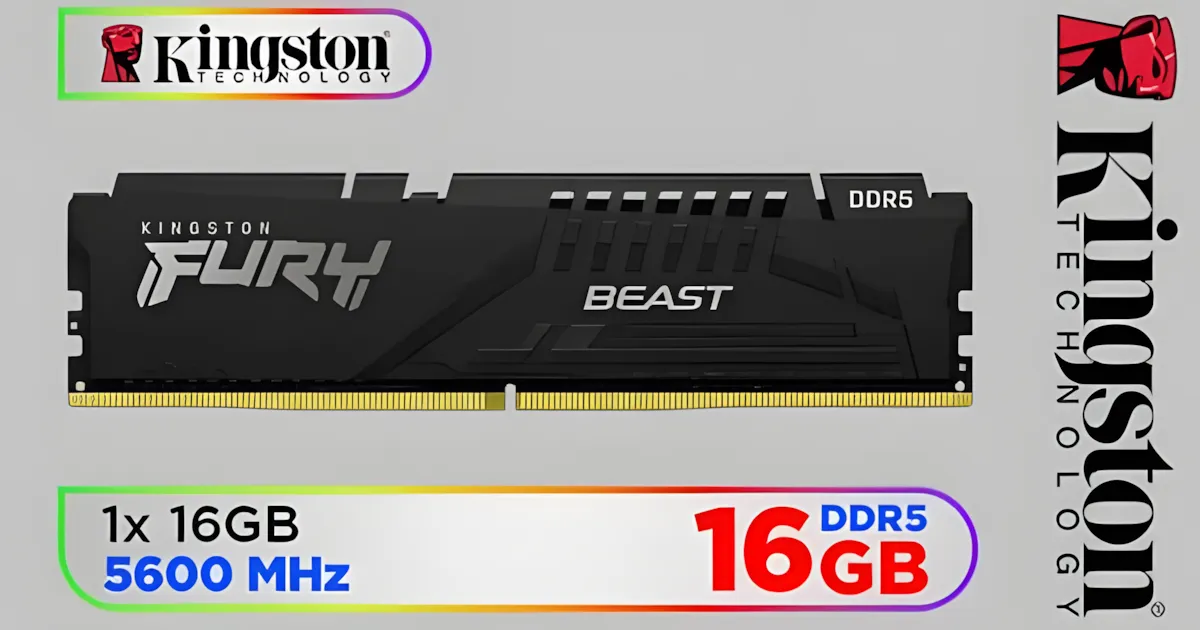 Kingston Fury Beast 16GB 5600MHz DDR5 CL40 Desktop Memory | Evetech