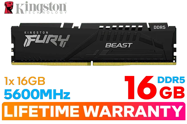 Kingston Fury Beast 16GB 5600MHz DDR5 CL40 Memory