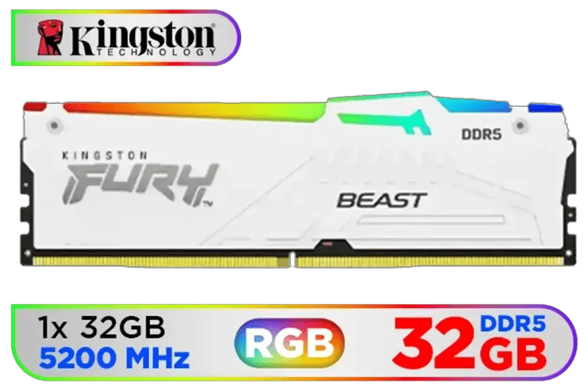 Kingston Fury Beast 32GB (2x16GB) DDR5-5200 CL36 Desktop RAM | Evetech