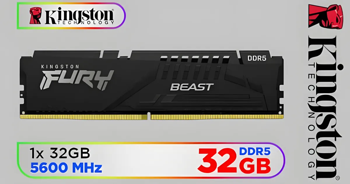 Kingston Fury Beast 32GB DDR5 5600MT/s CL40 Memory | Evetech