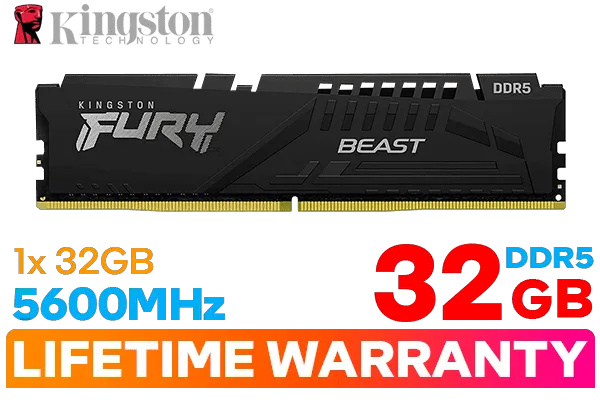 Kingston Fury Beast 32GB 5600MHz DDR5 CL40 Memory