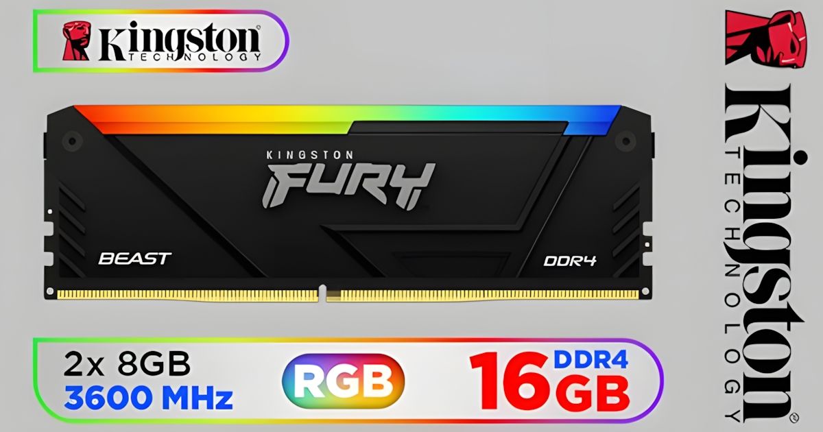 Kingston FURY Beast RGB 16GB (2x8GB) DDR4 3600 CL17 Memory