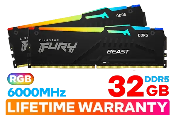 Kingston Fury Beast RGB 32GB 6000MHz DDR5 CL40 Memory