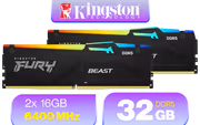 Kingston Fury Beast RGB 32GB (2x16GB) DDR5-6400 CL32 Desktop Memory - image 1