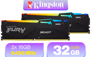 Kingston Fury Beast RGB 32GB (2x16GB) DDR5-6400 CL32 Desktop Memory - image 1