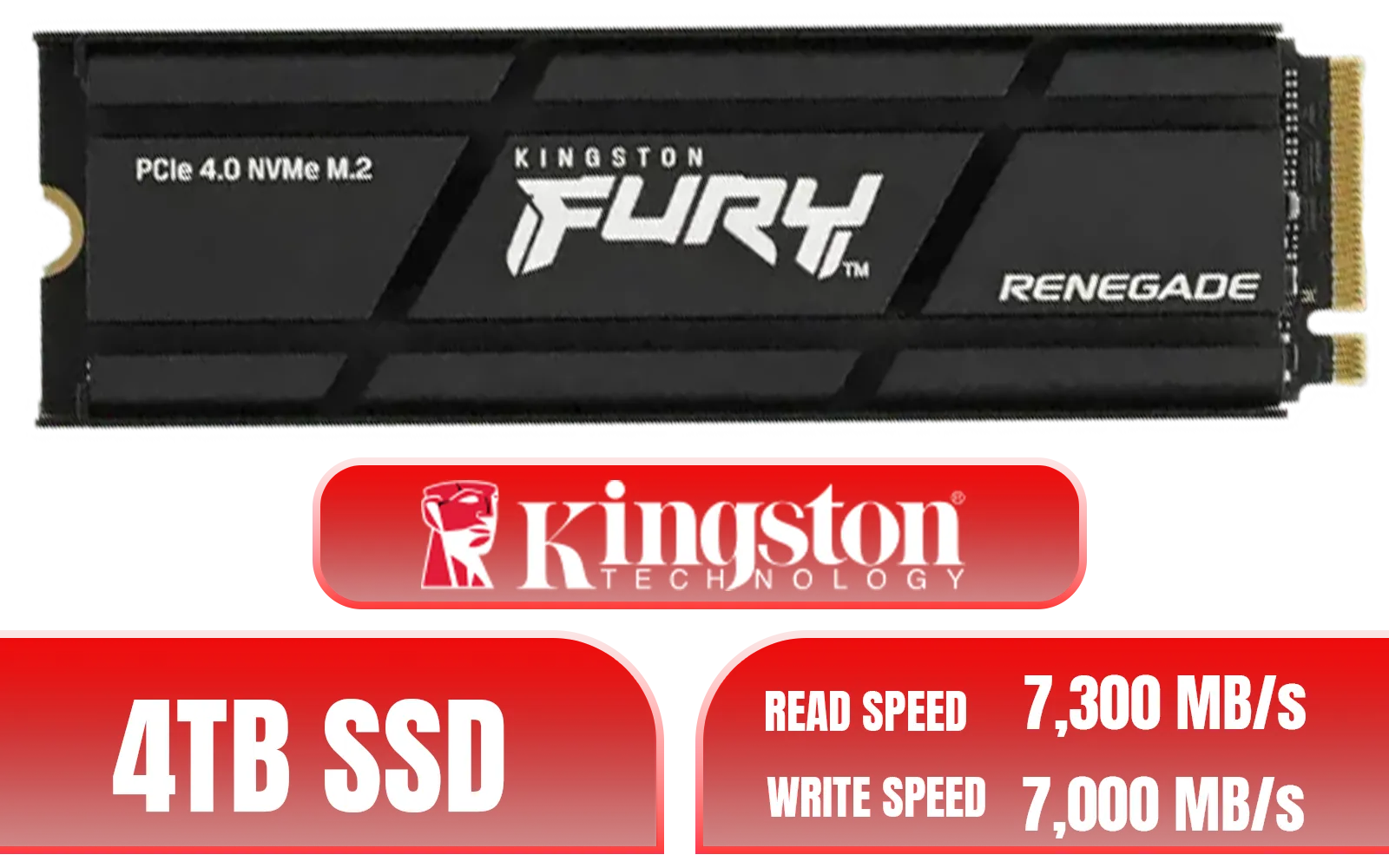 Kingston Fury Renegade 4TB PCIe Gen4 M.2 NVMe SSD | Evetech
