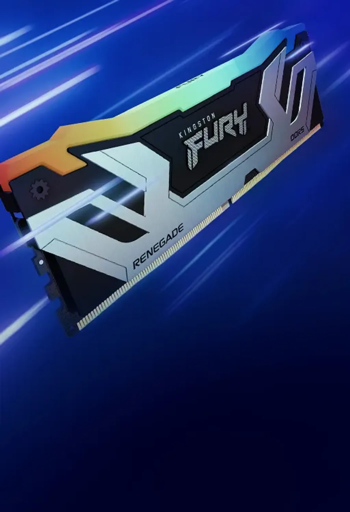 Kingston FURY Renegade DDR5 memory module photographed against a dark background