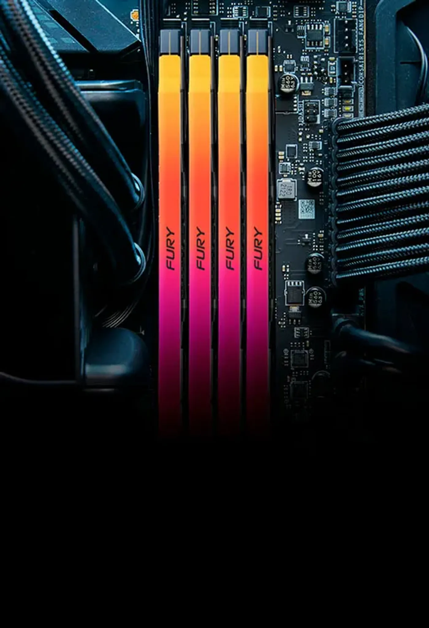 Kingston FURY Renegade DDR5 modules showing synchronised RGB lighting