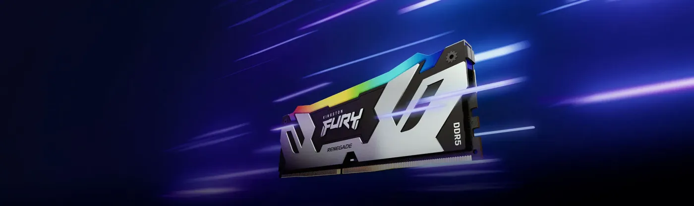 Kingston FURY Renegade RGB DDR5 memory kit photographed against a dark background
