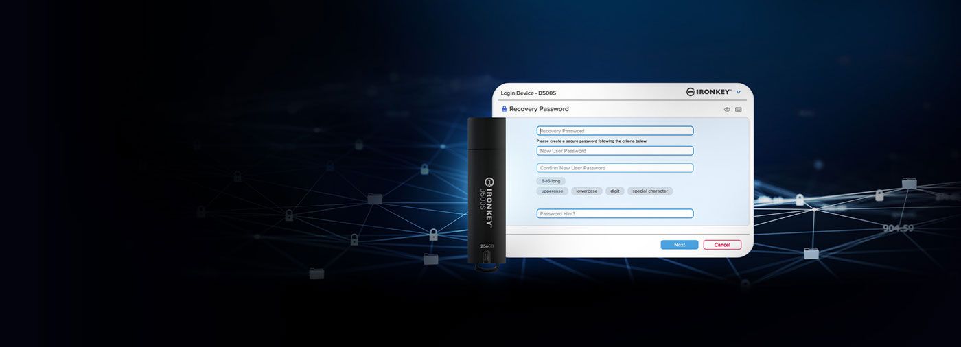 Multi-password roles configured on the Kingston IronKey D500S