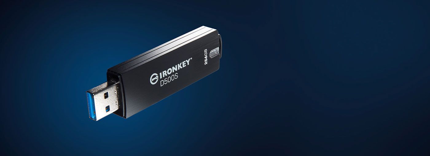 Rugged zinc body of the Kingston IronKey D500S encrypted drive
