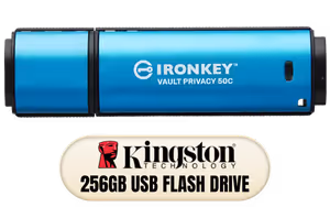 Kingston Ironkey Vault Privacy 50 USB-C 256GB Flash Drive - Image 1