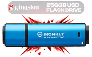 Kingston Ironkey Vault Privacy 50 USB-C 256GB Flash Drive Kingston Ironkey Vault Privacy 50 USB-C 256GB Flash Drive - Image 1