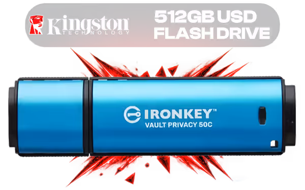 Kingston Ironkey IKVP50C/512GB USB-C Encrypted Flash Drive - image 1 Kingston Ironkey IKVP50C/512GB USB-C Encrypted Flash Drive - image 1