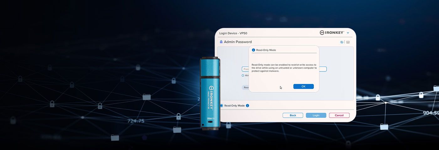 Read-only write-protect settings on the Vault Privacy 50 USB-C drive