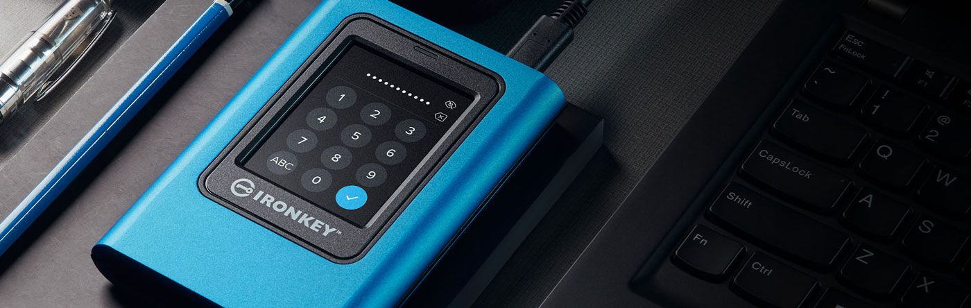 Colour touch screen interface on the Kingston IronKey Vault Privacy 80