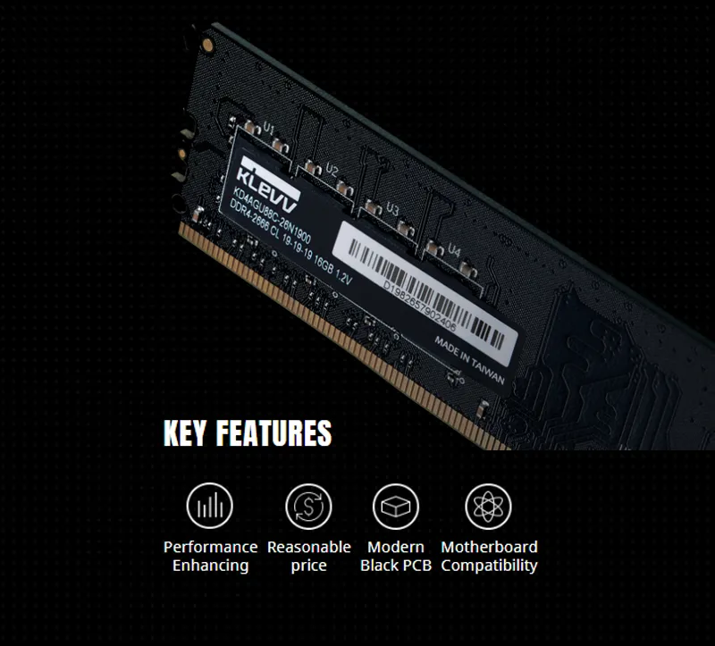 KLEVV 32GB 3200MHz DDR4 Desktop Memory - High-Speed Performance