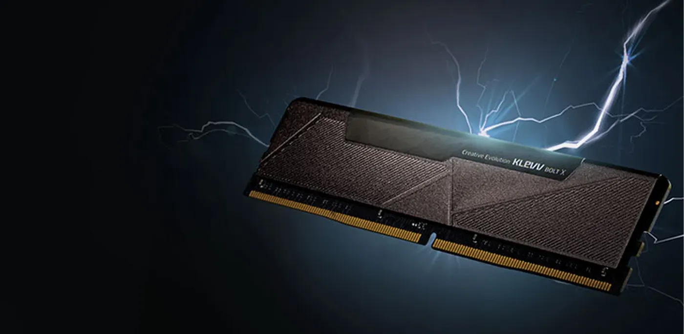KLEVV BOLT X 16GB DDR4 gaming memory module shown at an angle