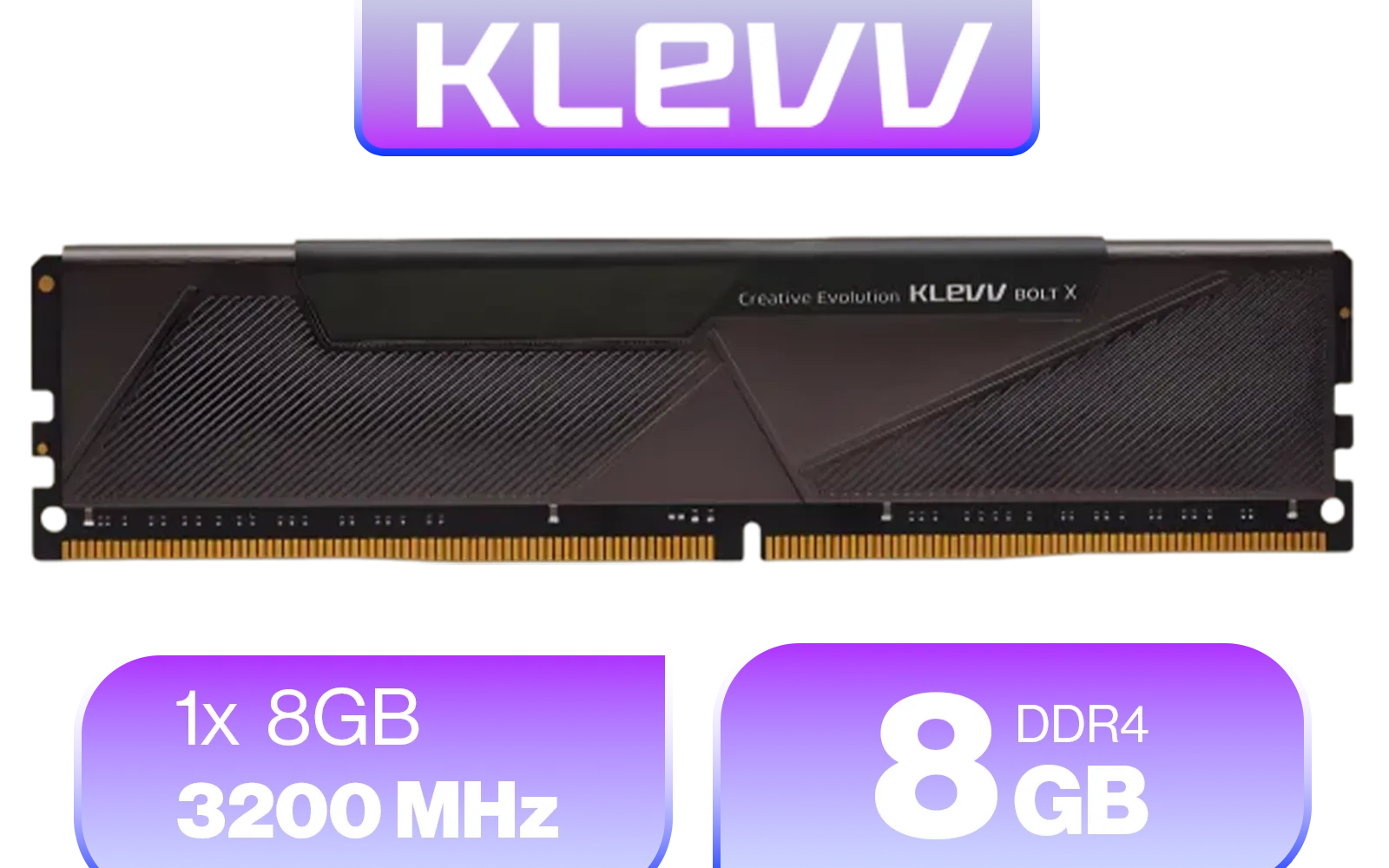KLEVV BOLT X 8GB DDR4-3200 Desktop Gaming Memory