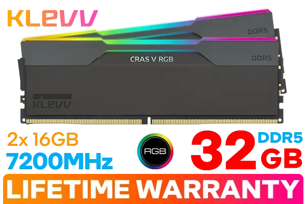 KLEVV CRAS V RGB 32GB 7200MHz DDR5 Gaming Memory