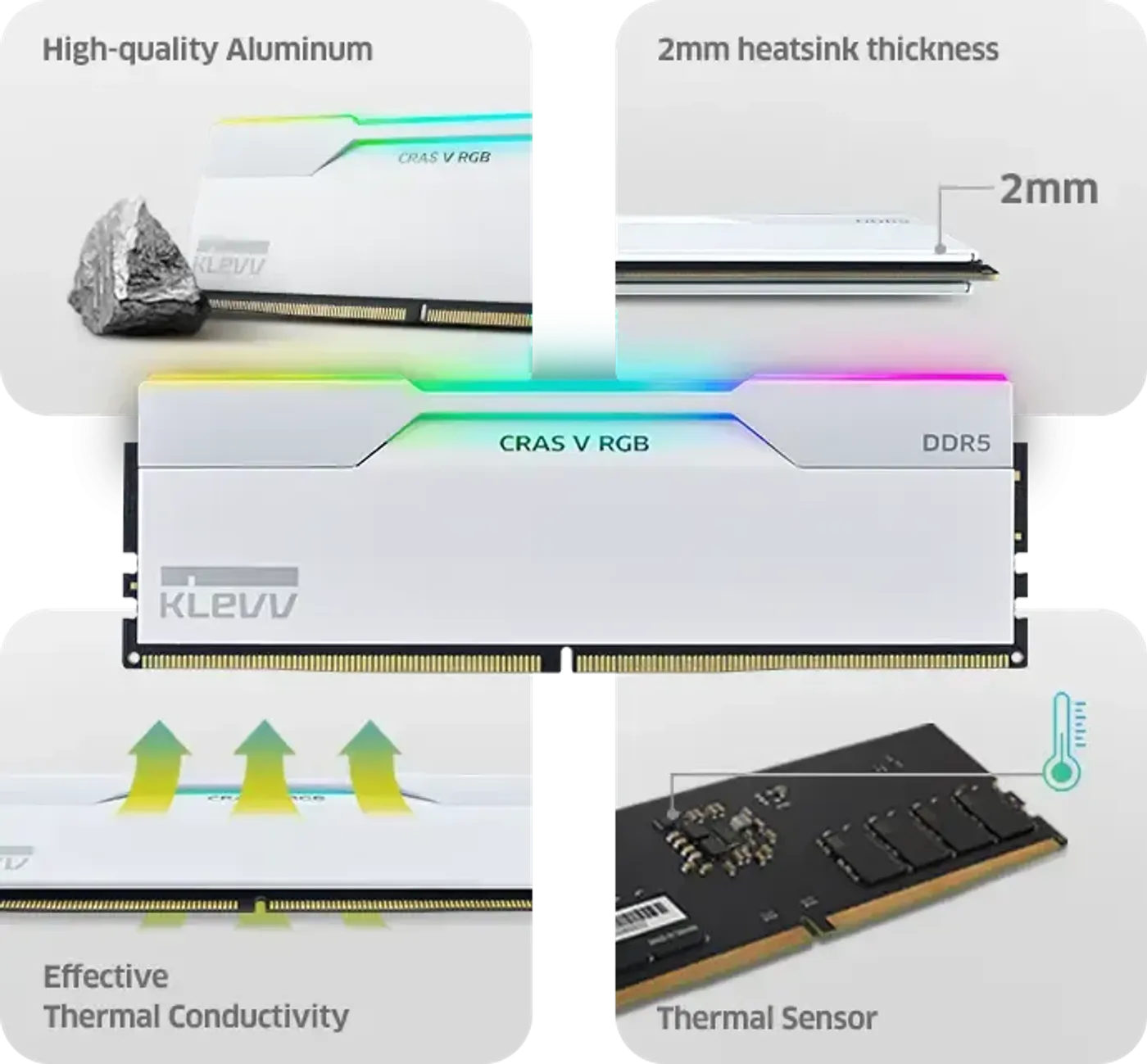 KLEVV CRAS V RGB 32GB (2x16GB) DDR5 7200MHz CL34 RAM | Evetech