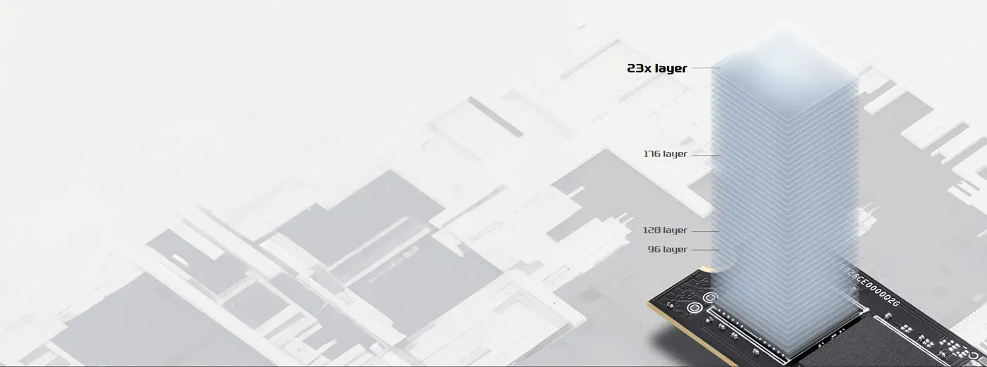 Illustration of the layered 3D NAND flash used in the Genuine G560