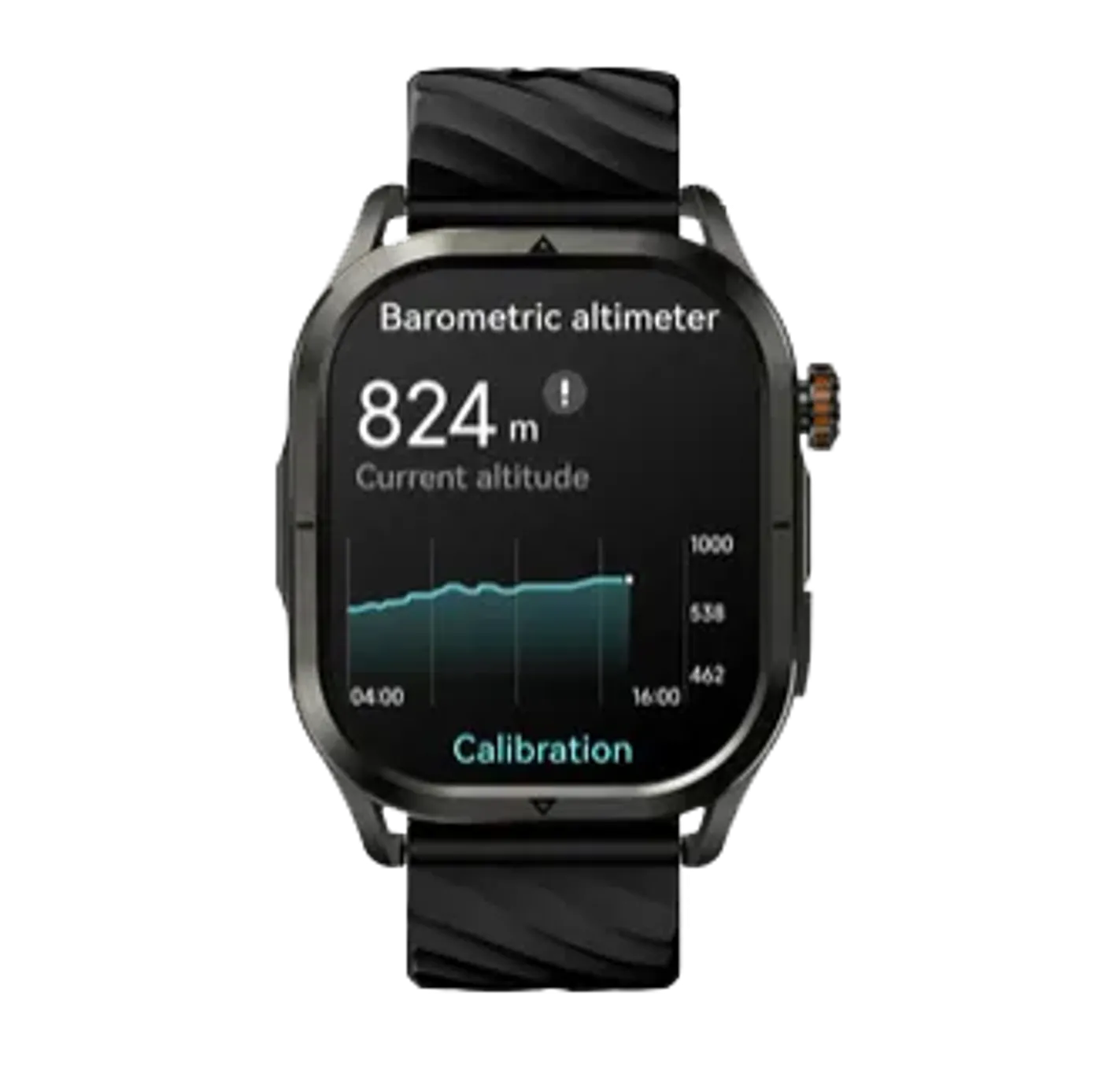 Smartwatch displaying altitude, barometric pressure, and compass navigation data