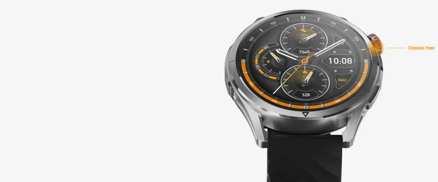 Side profile of the Magic R10 showing its classic watch styling