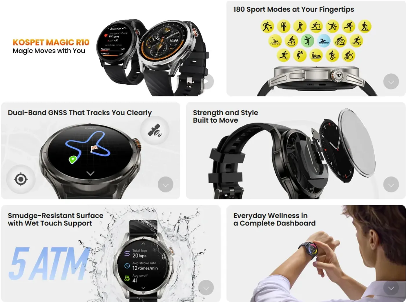 The Magic R10 tracking a workout across its sport modes